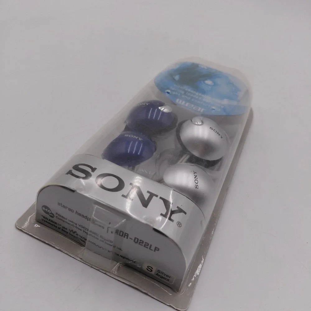 Sony MDR-Q22LP Ear-Hook Headphones NEW Silver/Blue Retro Vintage 2003 Sealed
